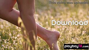 Petite Filipina Kit Rysha Stripping And Posing Nude At A Wildflower Field