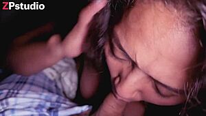 stepsister dafri gives blowjob and spits on face