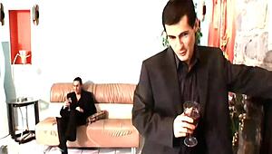 Dark Haired Doll Takes Two Big Cocks in Double Penetration