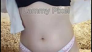 Horny Young Brunette Lammy Pixel Rips Clothes! Stripteases Showing Gorgeous Big Ass!