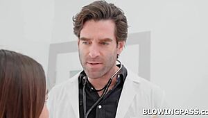 Teen patient pleasures doctor with blowjob in hospital