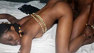 Ebony Skinny Creamy Girl With Curvy Body In Bedroom Scene