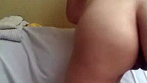 amateur sits on dildo for anal play