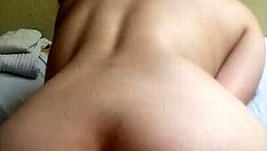 amateur sits on dildo for anal play