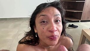 latina gym thot facefucked and swallows cum slapping spitting