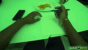 eden west from bangbros sucks her stepfather jonathan jordan's big cock. he cums all over her face.