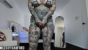 milf tries on bikini with led butt plug