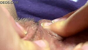 Close-up view of huge clit during intense moment