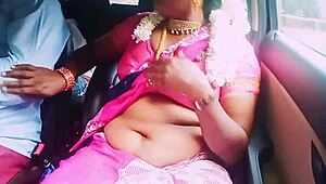 indian housewife in saree cheats with boyfriend during car romance, sharing telugu dirty talks and passionate sex story