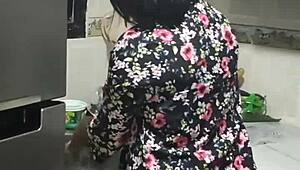 while washing dishes, my perverted step-nephew surprises me with mature milf action