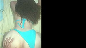 Beautiful big-ass Latina gets fucked on all fours in her tiny blue bikini.