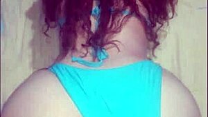 Beautiful big-ass Latina gets fucked on all fours in her tiny blue bikini.