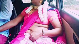 indian housewife in saree cheats with boyfriend during car romance, sharing telugu dirty talks and passionate sex story