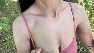 Public Deepthroat Brunette And Rough Anal In The Woods Anal Creampie