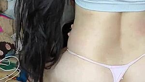 Horny latina amateur gets facial after blowjob in dorm