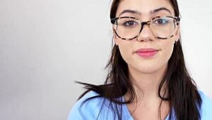 Tall busty Ellie Nova's casting leads to creampie