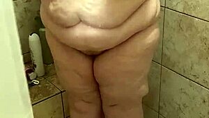 Curvy BBW wife washing up in the shower part 2