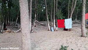 Intense beach orgy with young teens and shaved pussies