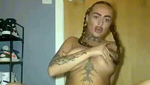 Scottish tattooed teen fingers herself hard with big tits and goth style