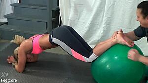 i begged larissa louder to let me lick her feet during yoga