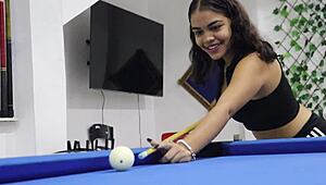 I fucked my Latina stepsister on the billiard table while she was taking lessons from me, but I messed up the words.