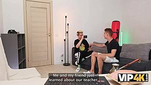 vip4k milf tutor visits dormitory for fun with two young students