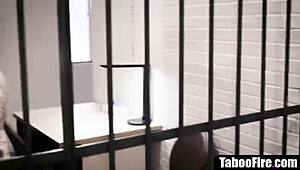 blonde teen threesome fucked by prison guards, rough and taboo