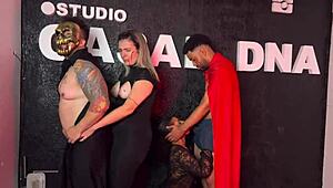 Halloween Party Orgy with Wet Pussy Licking and Big Cock Sucking