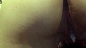 Little pussy gets a thick creamy load and burps all of it out