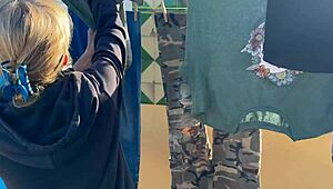 Accidental homemade sex with the neighbour - cum in my mouth - blowjob in the laundry room