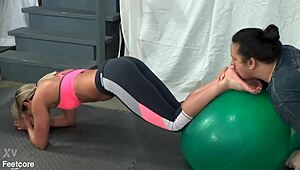 i begged larissa louder to let me lick her feet during yoga