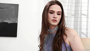 shemale threesome with blonde in stockings anal