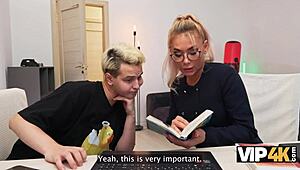 vip4k milf tutor visits dormitory for fun with two young students