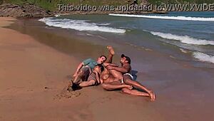Babalu takes dicks in every hole on sandy beach?