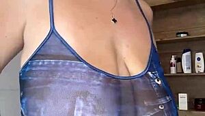 elastic saggy heavy tits want to jump out with hard nipples!!
