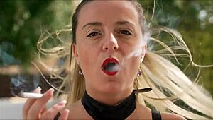 Denise Klarskov shares a smoking fetish moment with her friend in the USA