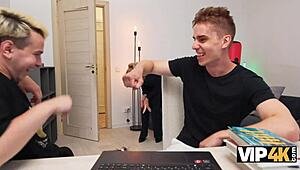 vip4k milf tutor visits dormitory for fun with two young students