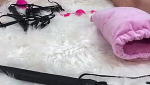 I massaged her oiled body, then fucked her pussy and asshole hard with a glass dildo. She loved it and went home to her husband swollen