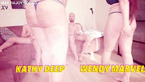 I watched Kathy Deeps and Wendy Marvel get gangbanged by four huge cocks