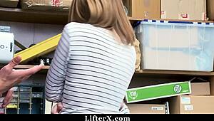 Katy kiss gets caught aiding friends in burglary, leading to intense office punishment with ripped clothes and doggystyle domination 😈