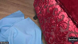 nasty brunette sinn sage strips and sucks dick