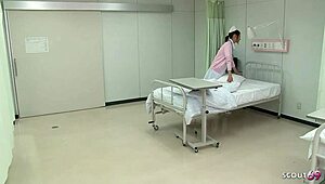 Japanese teen nurse seduces patient to orgasm with vibrator.