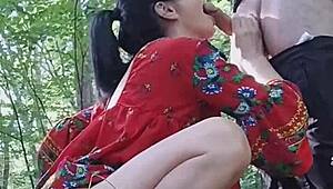 he takes her to the forest and she squeezes the last drop out of his bottle