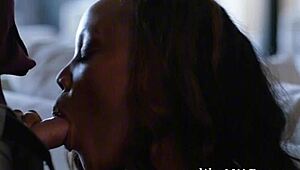 Sexy Black Beauty Swallows White Dick Deep in Wet Cunt