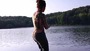 Thong Bodysuit At The Lake