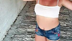 Hot stepmom teases and gives blowjob in public! Watch now?