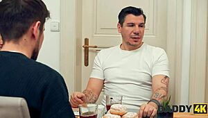 daddy4k small 18+-titted brunette is professionally cheating on her bf in the next room