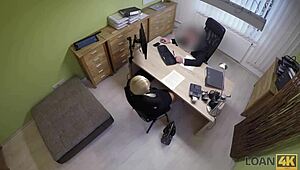 Loan4k sex casting is performed in loan office by naughty agent with teen blowjob and fucking