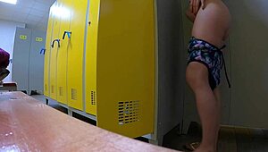 Caught cleaning lady spying in locker room