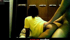 Morena gostosa with delicious ass fucks boyfriend in dorm